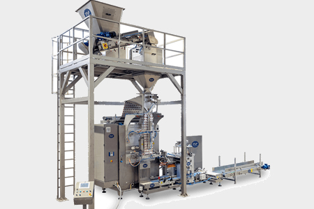 Vacuum vertical packaging machine for large vacuum bags-up to 10 BPM
