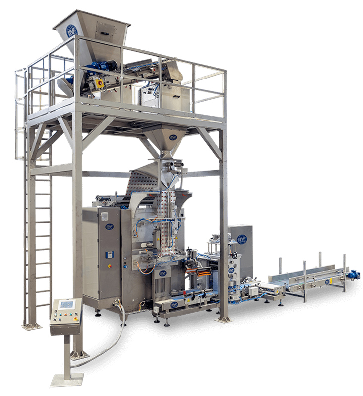 Vacuum vertical packaging machine for large vacuum bags-up to 10 BPM